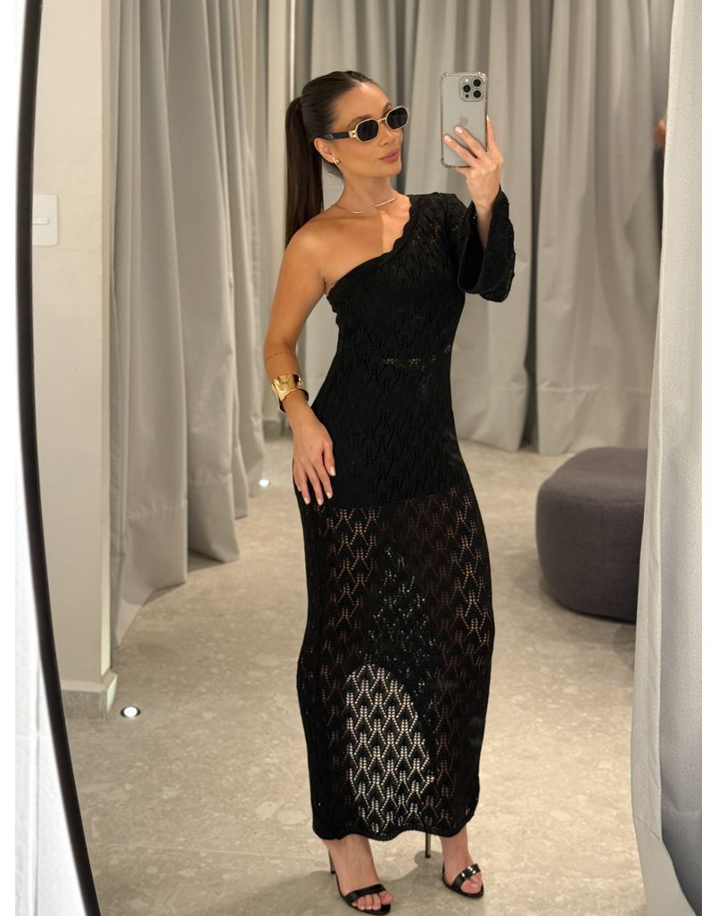 Vestido Crochê Lucia Preto
