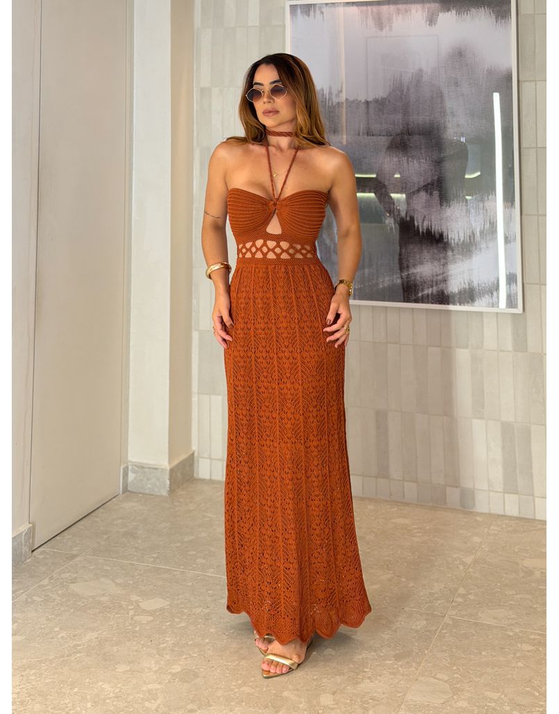 Vestido Tricot Verônica Telha