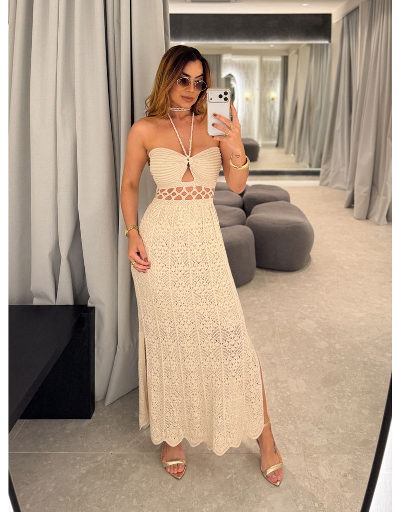 Vestido Tricot Verônica Areia