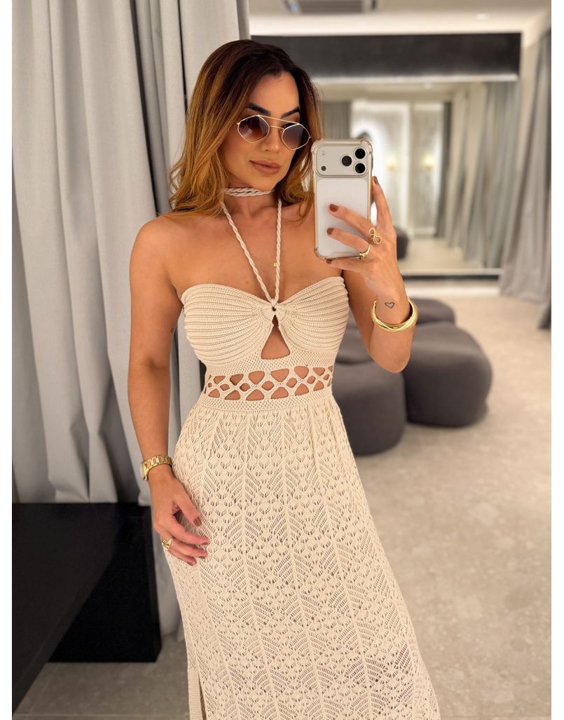 Vestido Tricot Verônica Areia