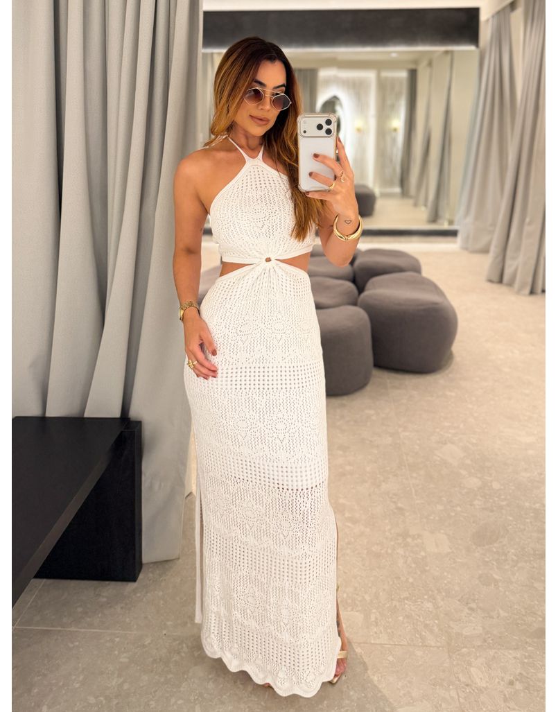 Vestido Tricot Abertura Joane Branco