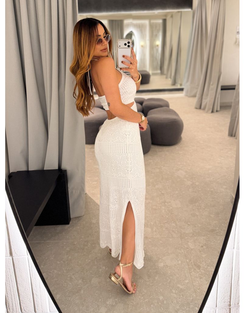 Vestido Tricot Abertura Joane Branco