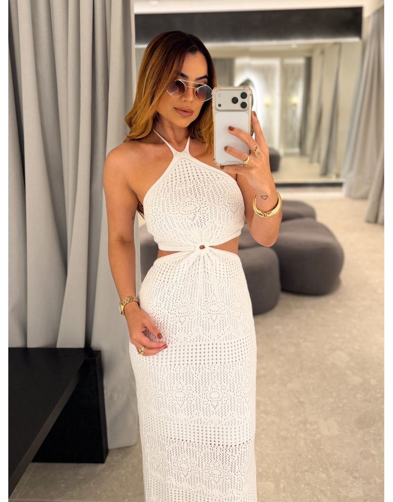 Vestido Tricot Abertura Joane Branco