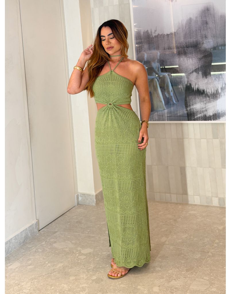 Vestido Tricot Abertura Joane Verde