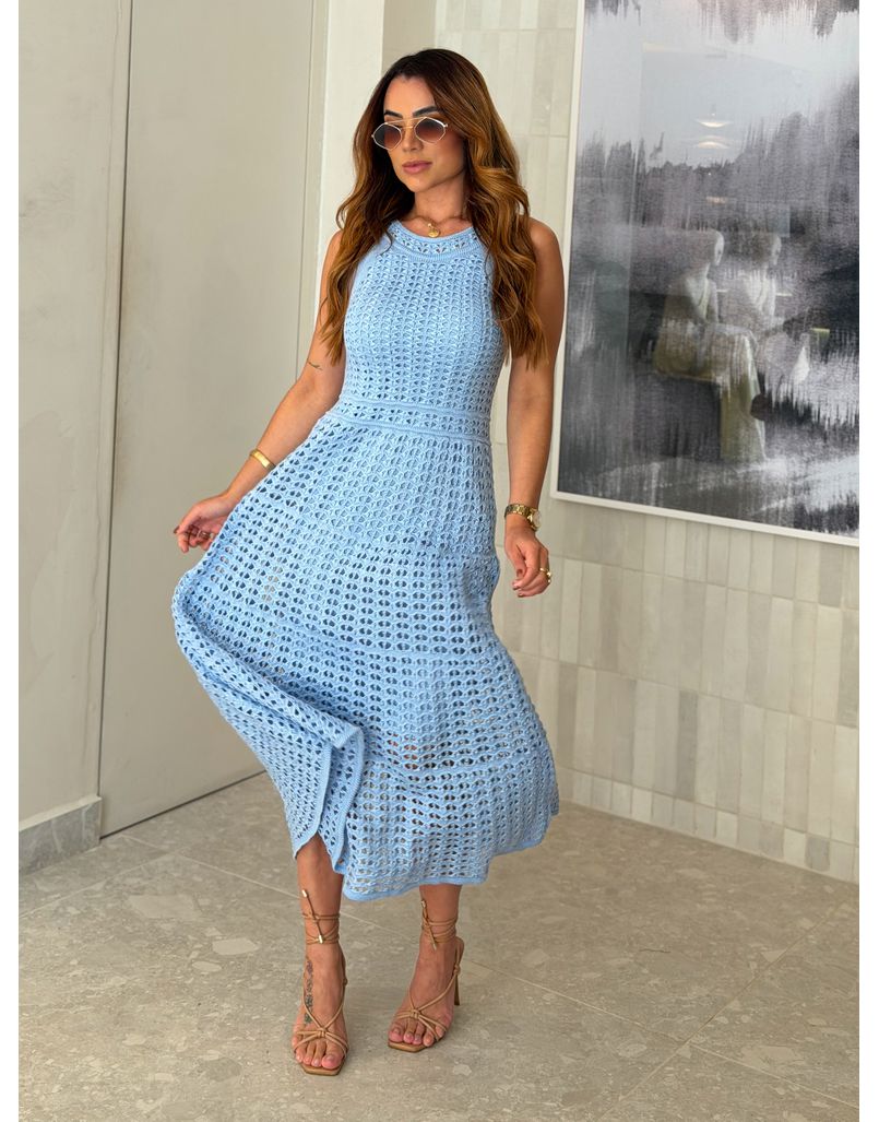 Vestido Tricot Marcela Azul Claro
