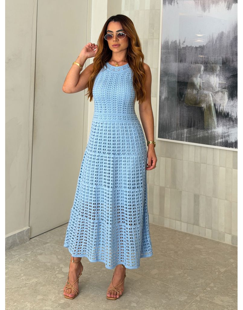 Vestido Tricot Marcela Azul Claro