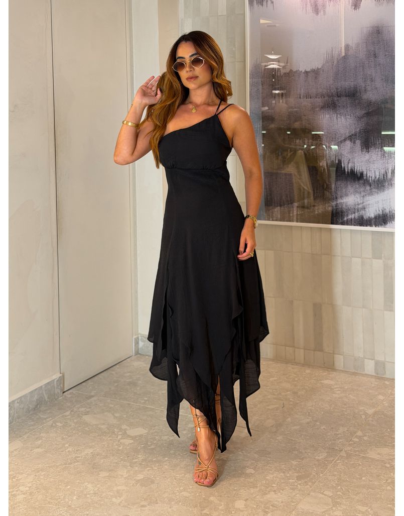 Vestido Midi Madalena Preto