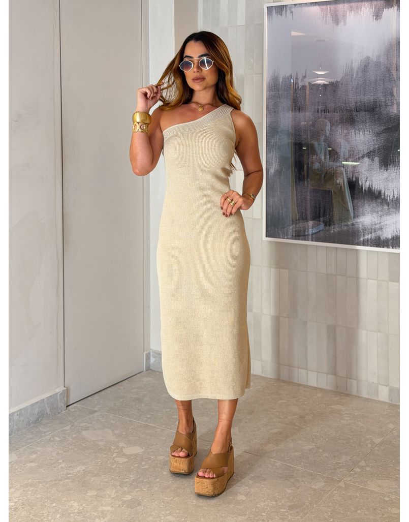 Vestido Lurex Morgana Areia