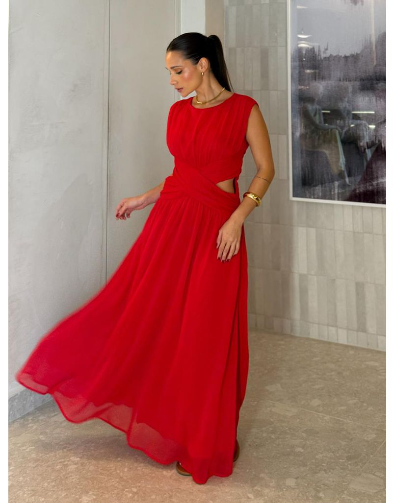 Vestido Chiffon Atena Vermelho
