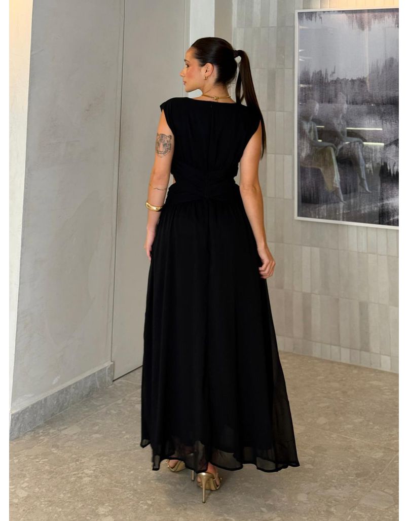 Vestido Chiffon Atena Preto