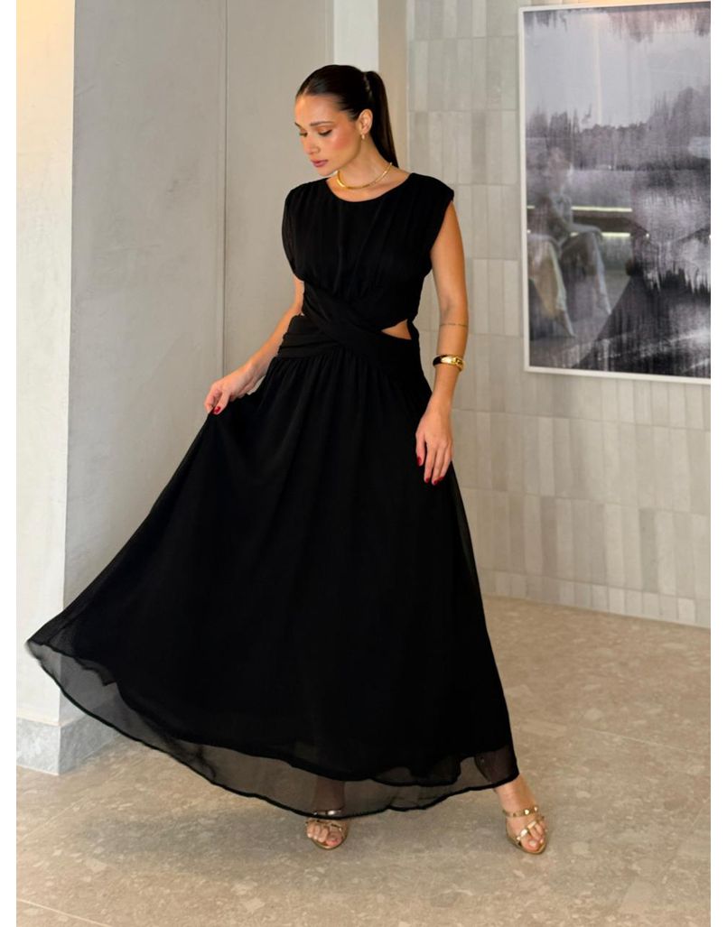 Vestido Chiffon Atena Preto