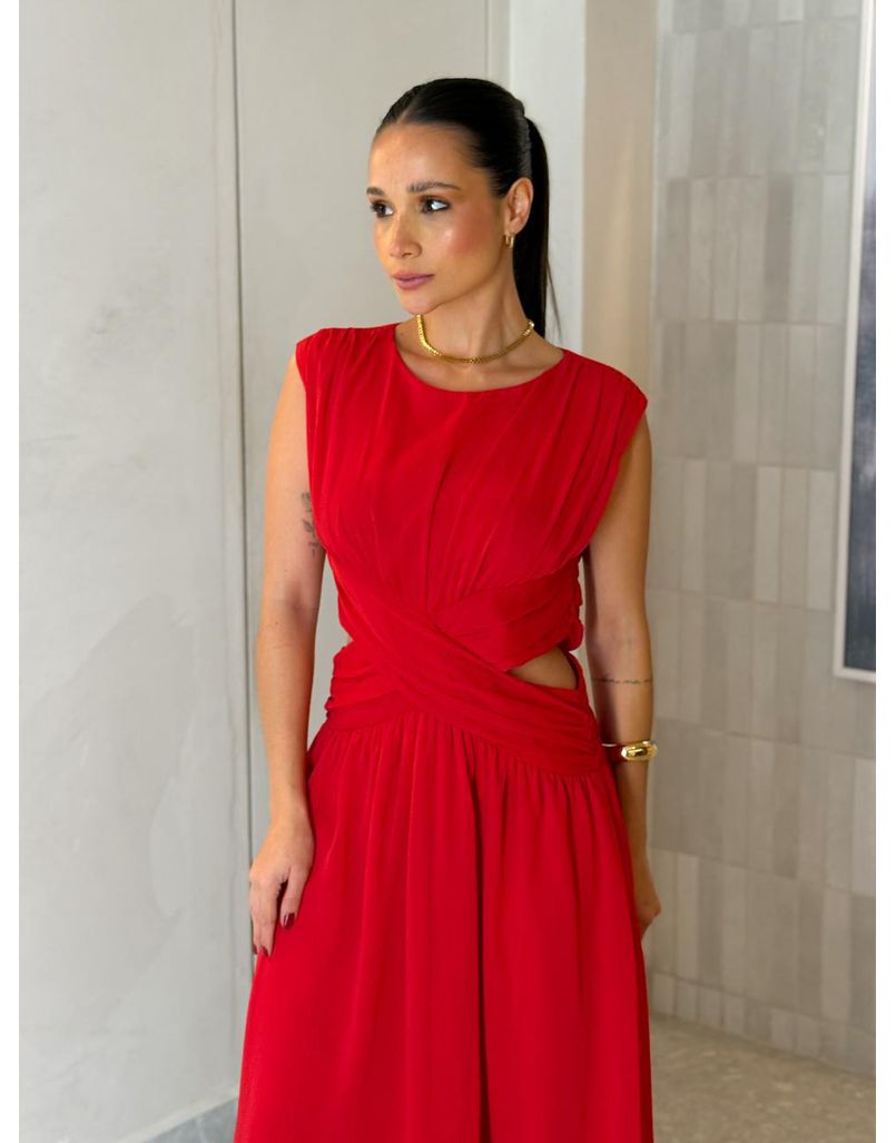 Vestido Chiffon Atena Vermelho