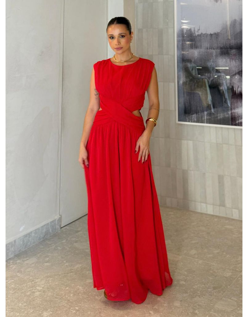 Vestido Chiffon Atena Vermelho