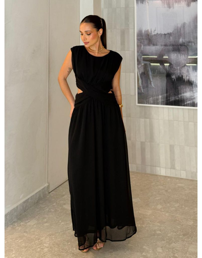 Vestido Chiffon Atena Preto