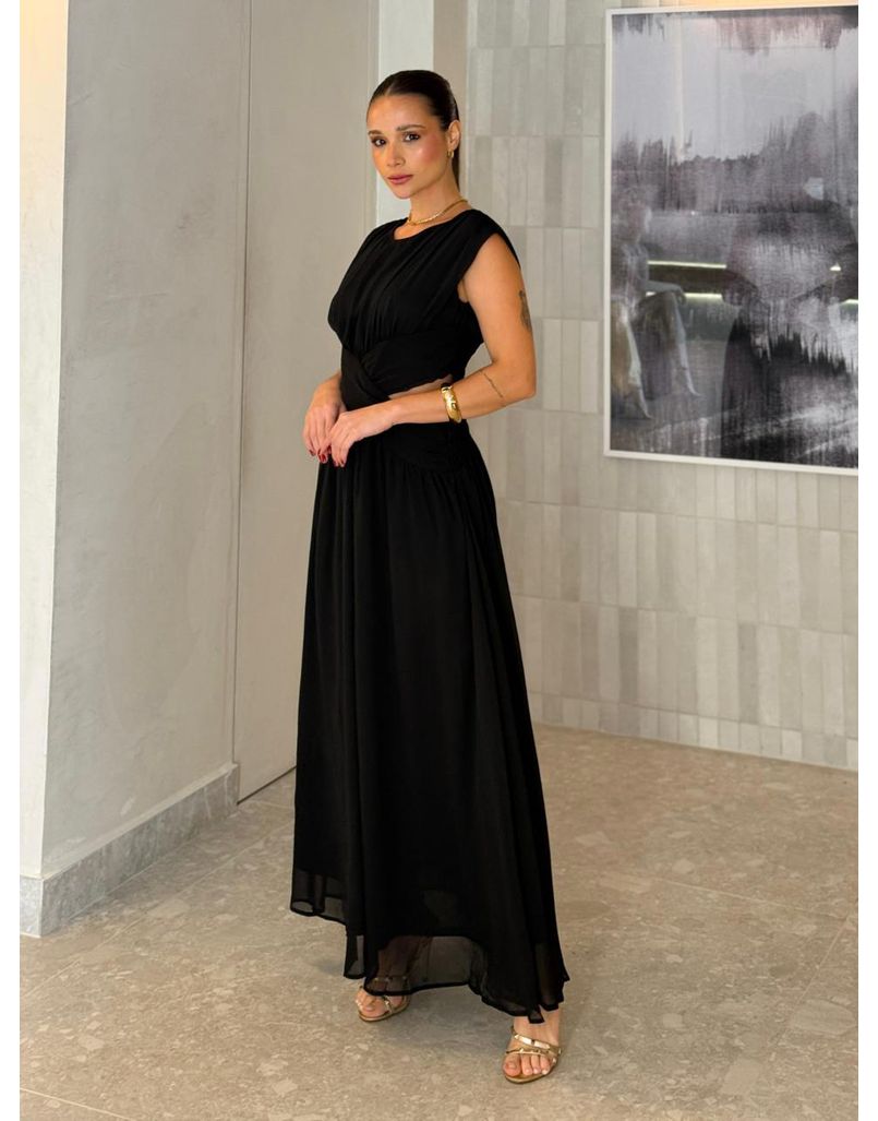 Vestido Chiffon Atena Preto