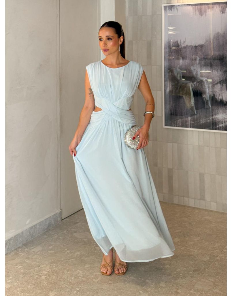 Vestido Chiffon Atena Azul