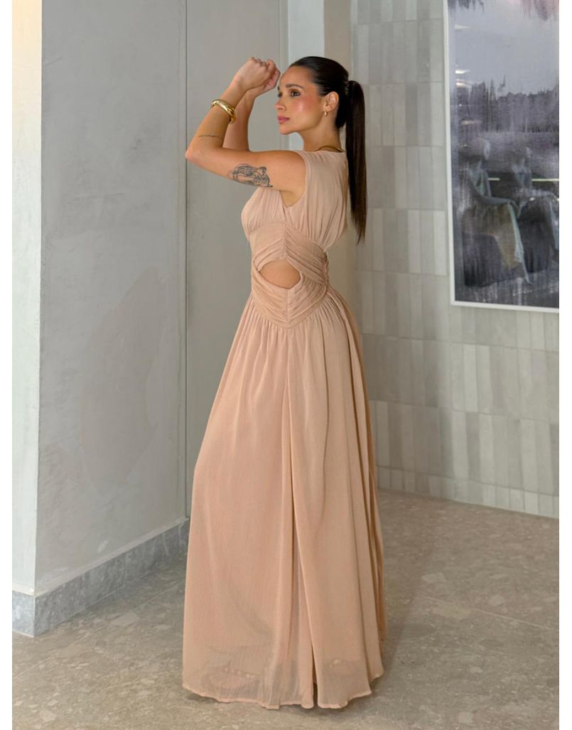 Vestido Chiffon Atena Champagne 