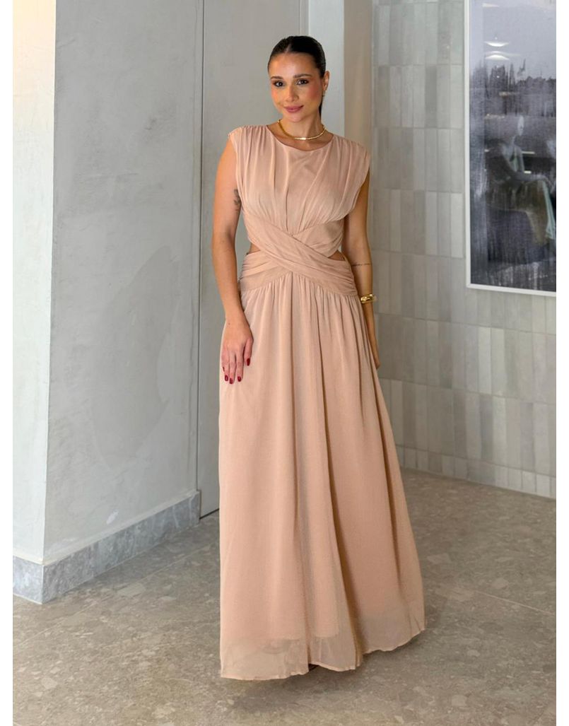 Vestido Chiffon Atena Champagne 