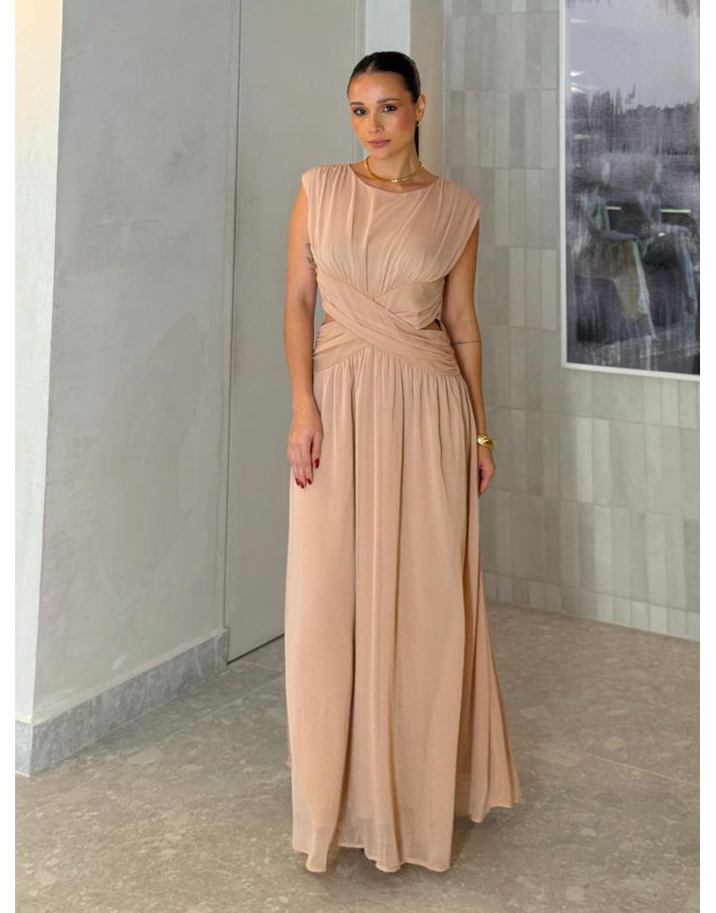 Vestido Chiffon Atena Champagne 
