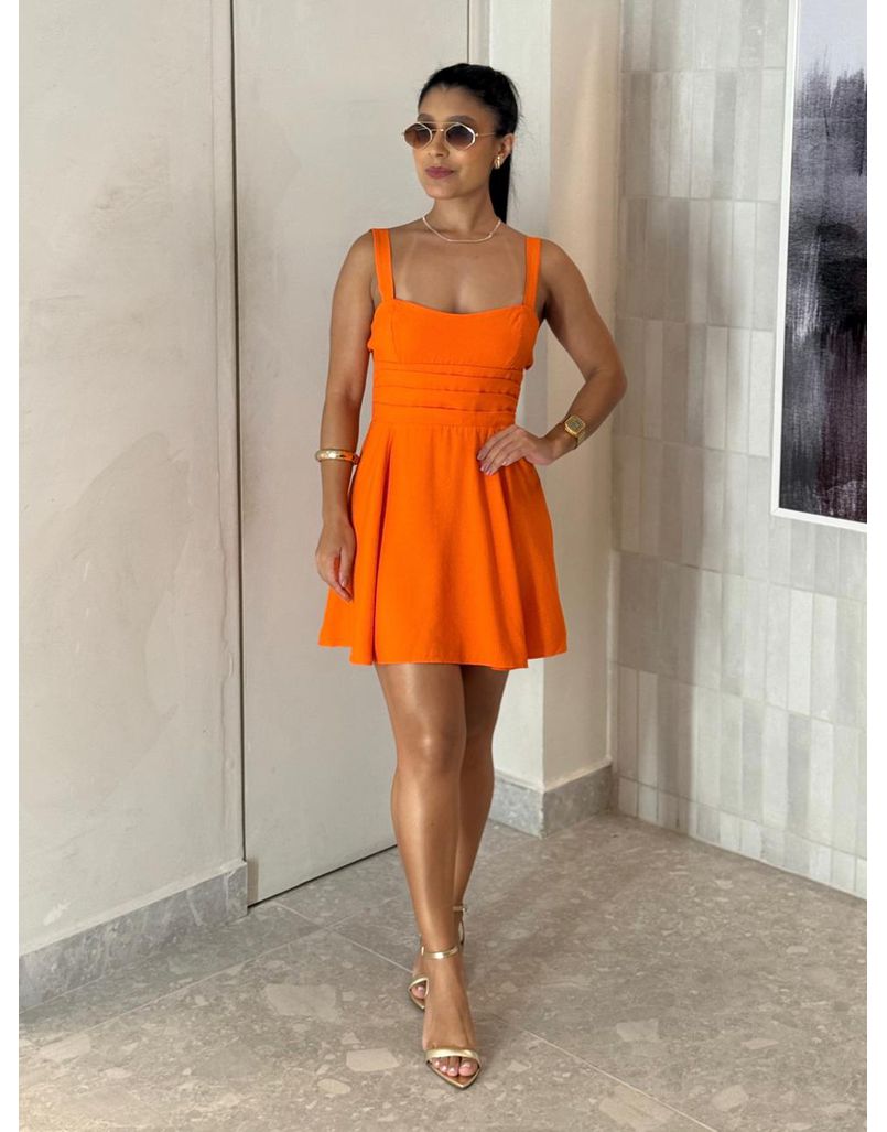 Vestido Pregas Brenda Aperol
