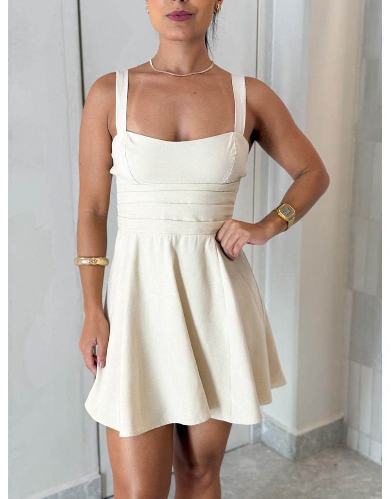 Vestido Pregas Brenda Areia 