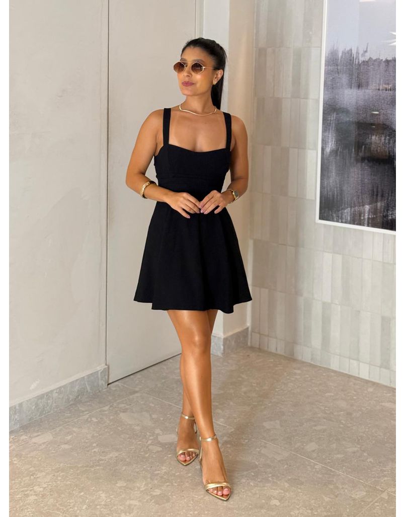 Vestido Pregas Brenda Preto