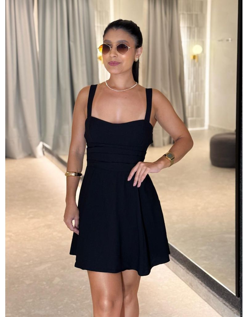 Vestido Pregas Brenda Preto