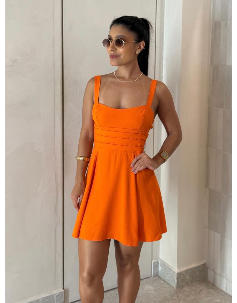 Vestido Pregas Brenda Aperol