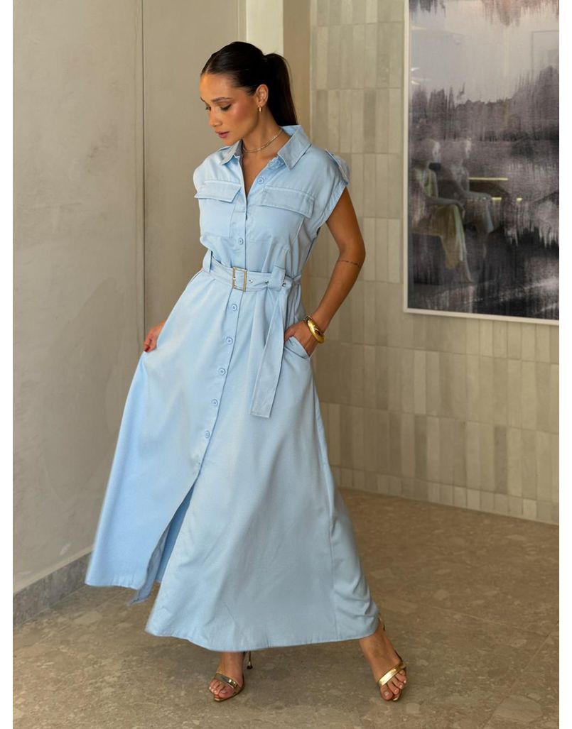 Vestido Botões Eloise Baby Blue 