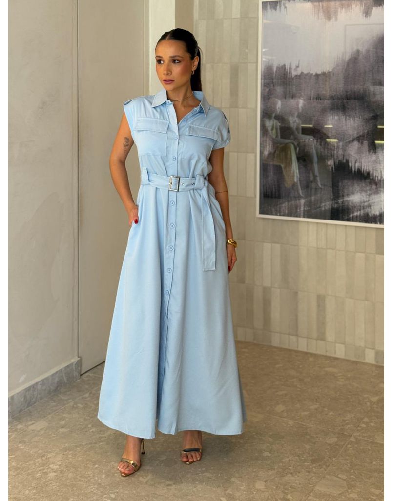 Vestido Botões Eloise Baby Blue 