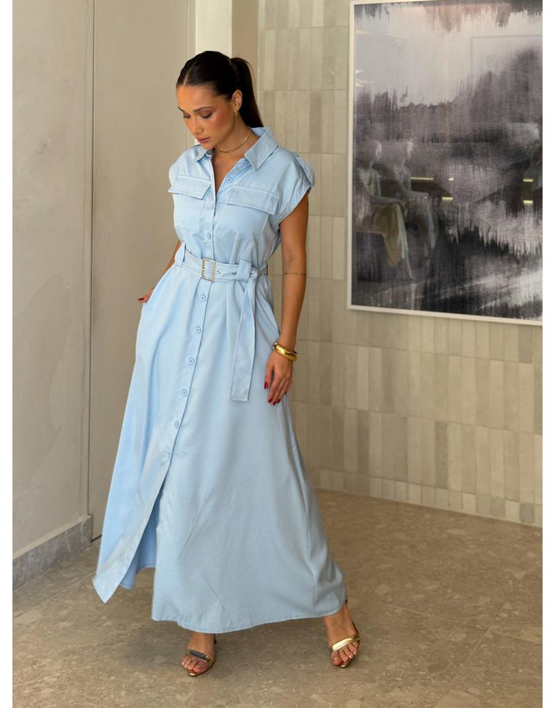 Vestido Botões Eloise Baby Blue 