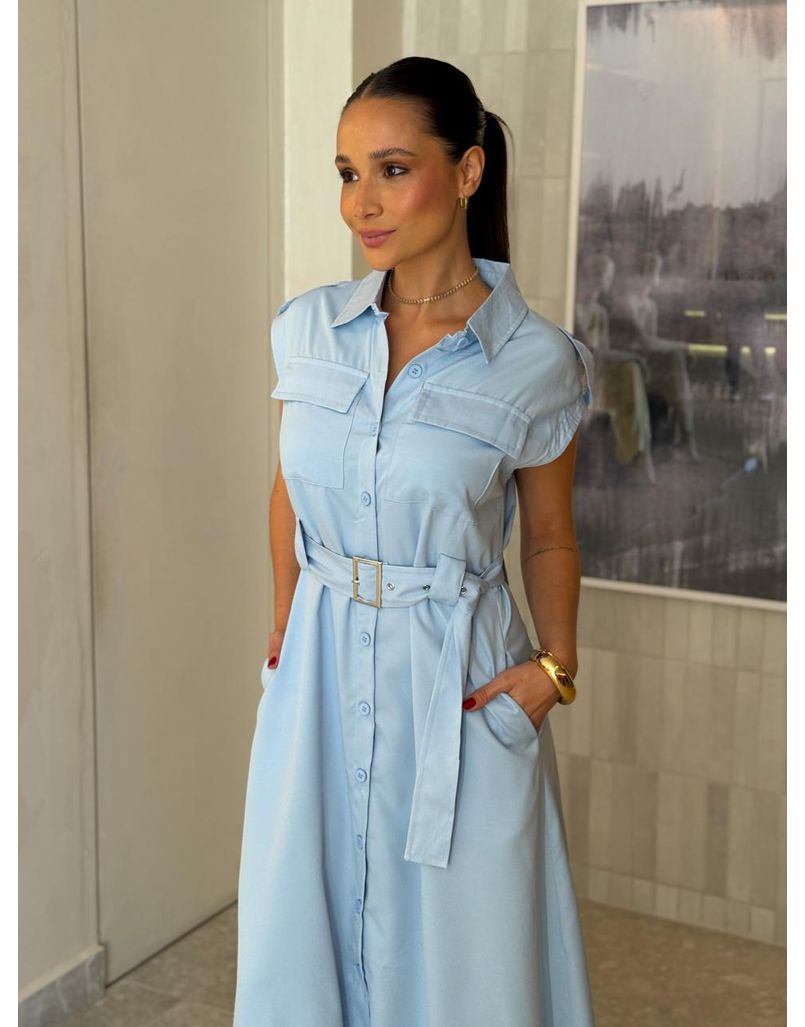 Vestido Botões Eloise Baby Blue 