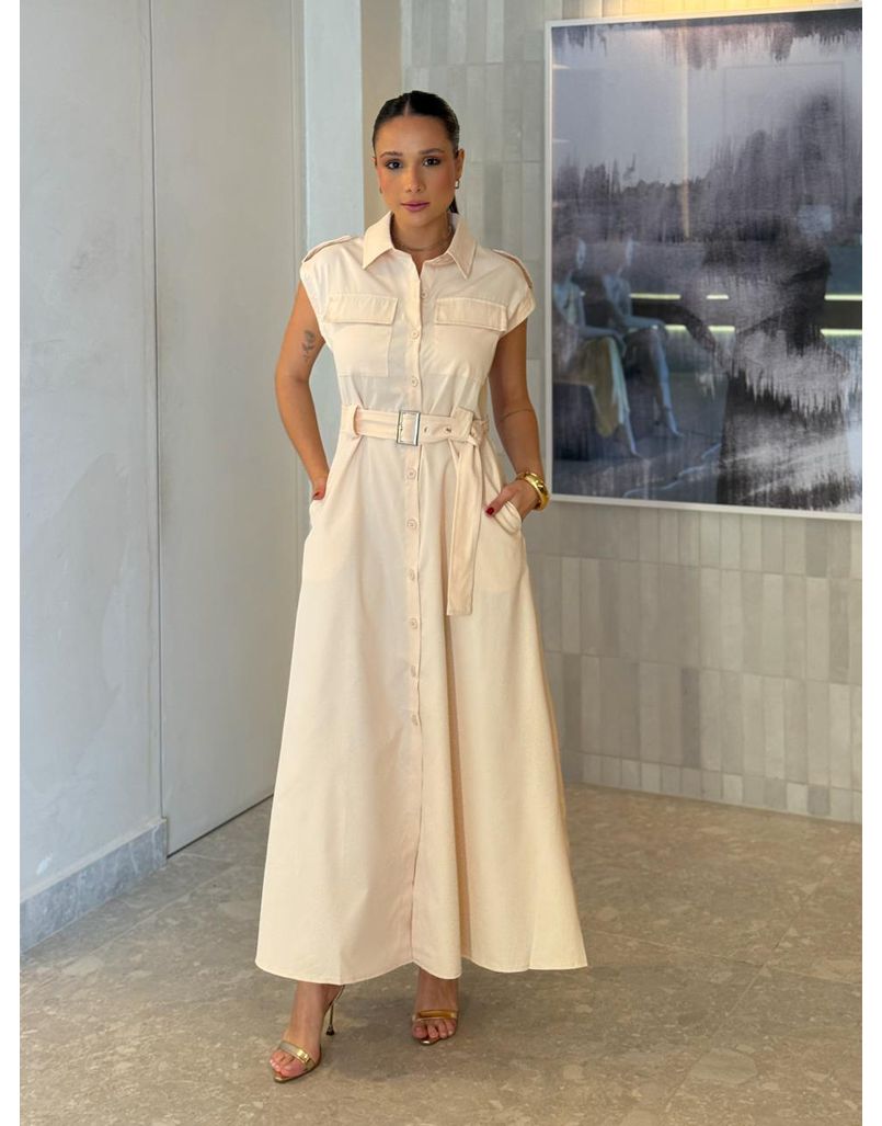 Vestido Botões Eloise Manteiga