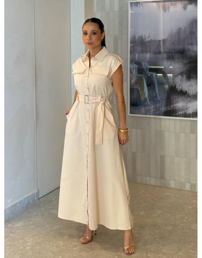 Vestido Botões Eloise Manteiga