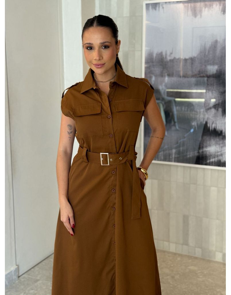 Vestido Botões Eloise Marrom