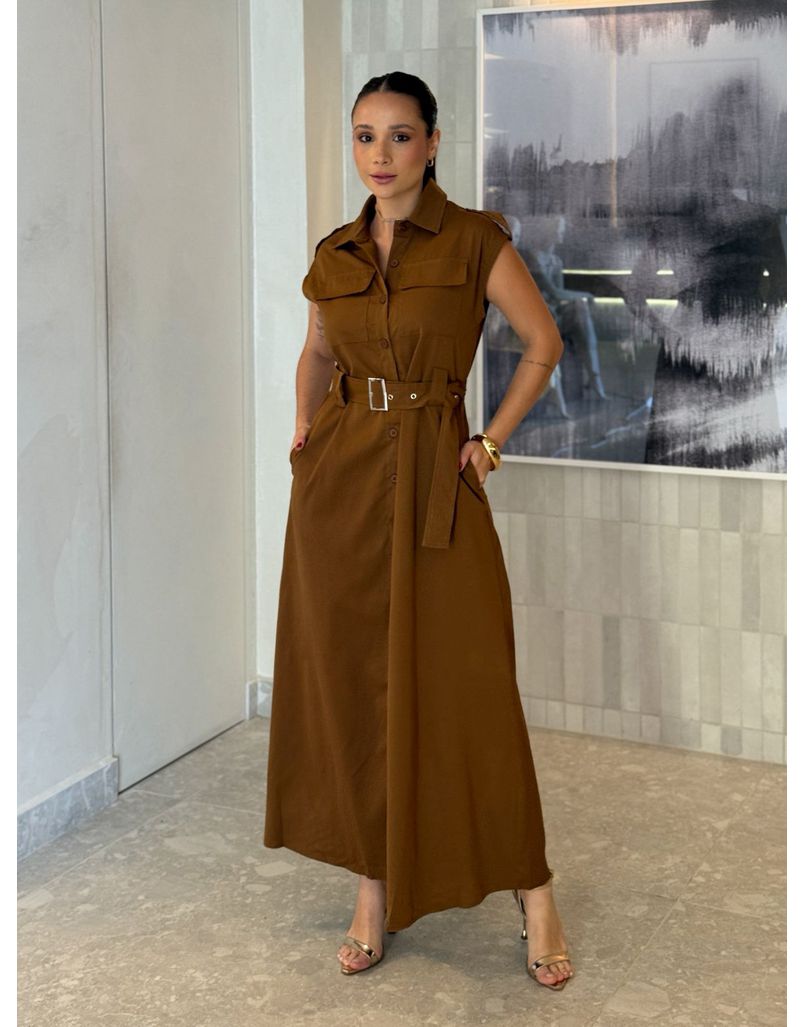 Vestido Botões Eloise Marrom