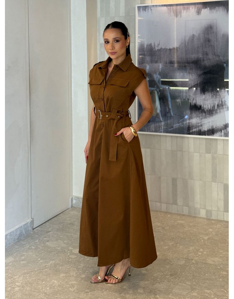 Vestido Botões Eloise Marrom