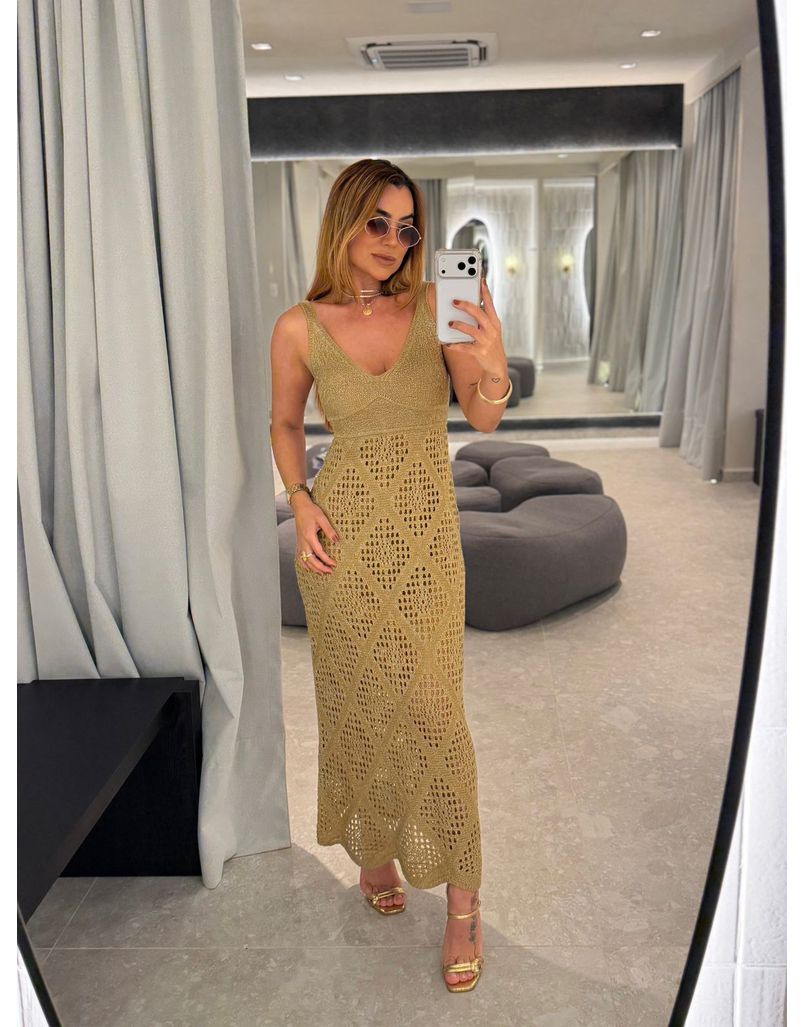 Vestido Tricot Lurex Catarina Dourado