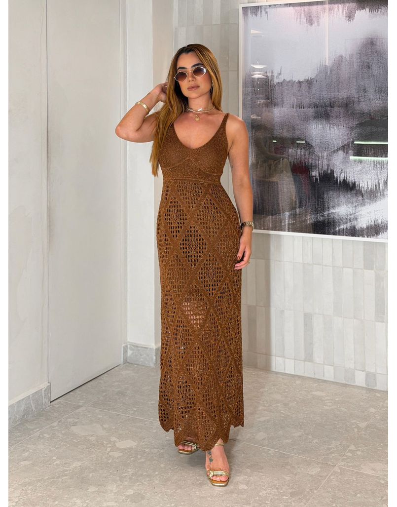 Vestido Tricot Lurex Catarina Café