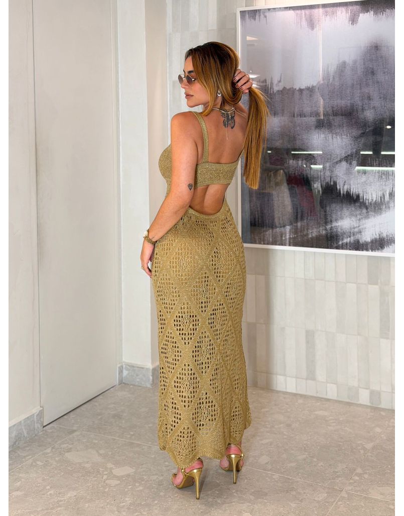 Vestido Tricot Lurex Catarina Dourado