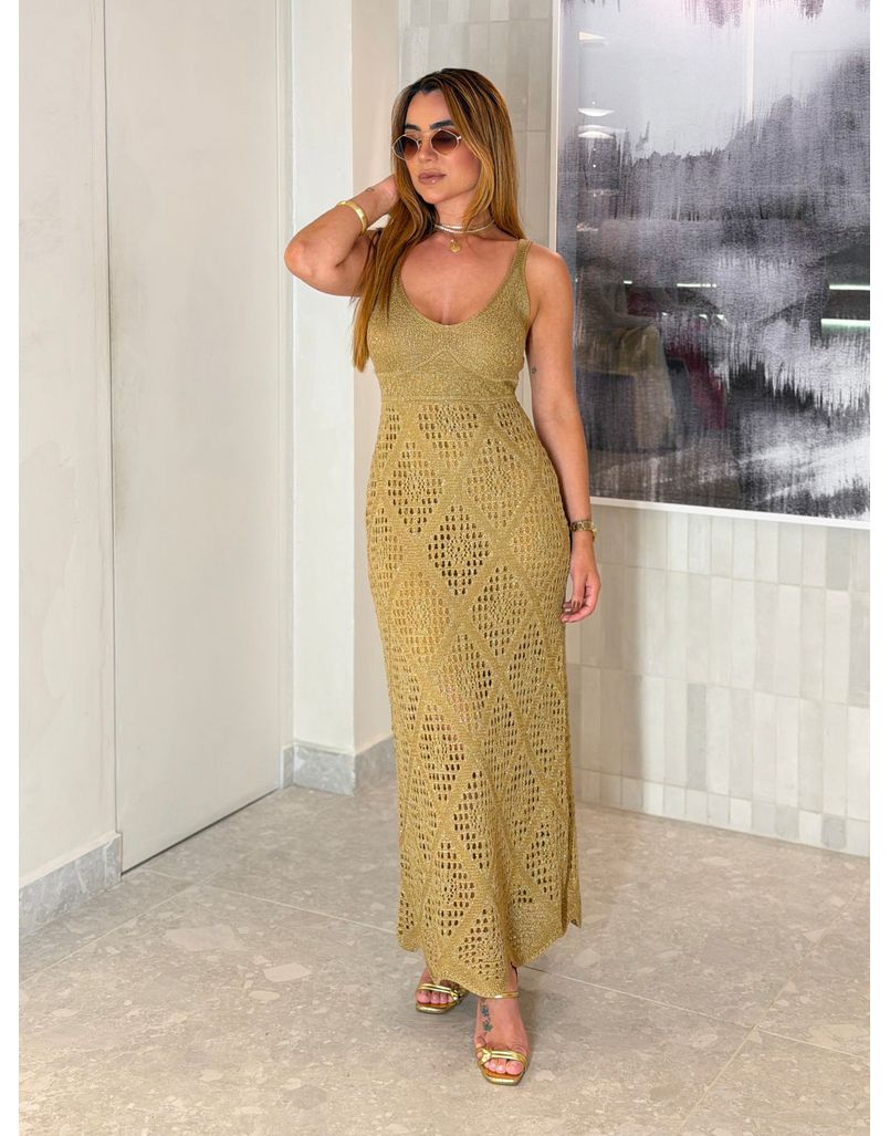 Vestido Tricot Lurex Catarina Dourado