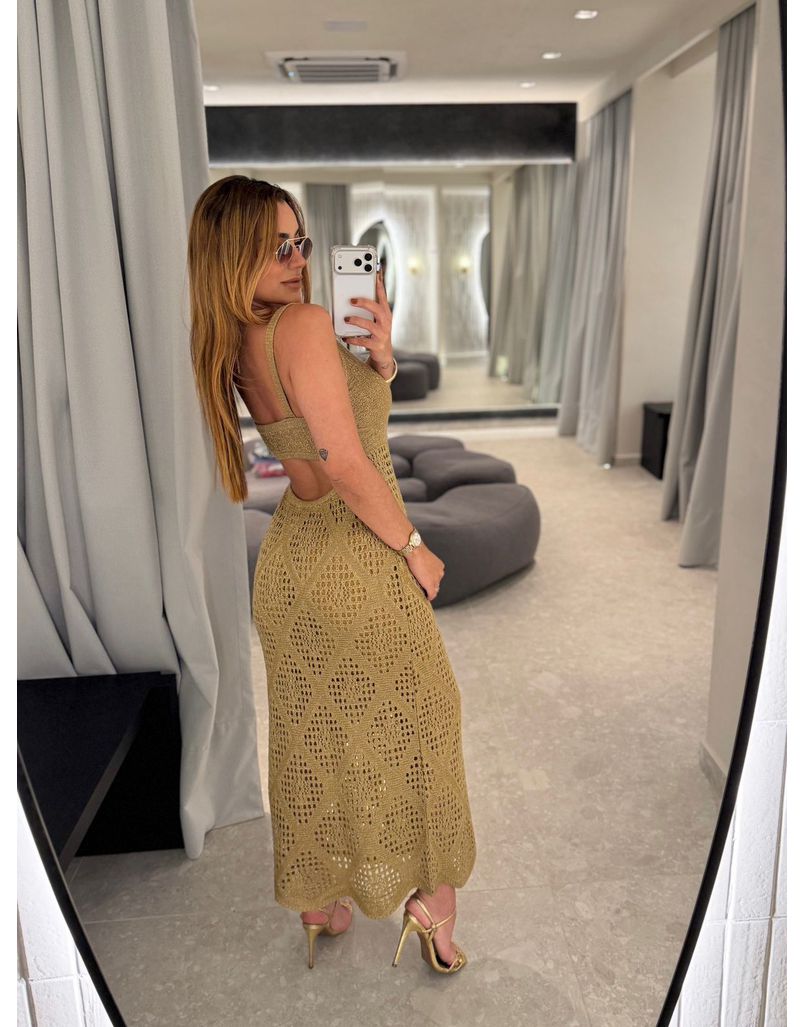 Vestido Tricot Lurex Catarina Dourado