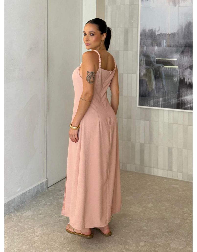 Vestido Midi Basic Geórgia Rosa Chá