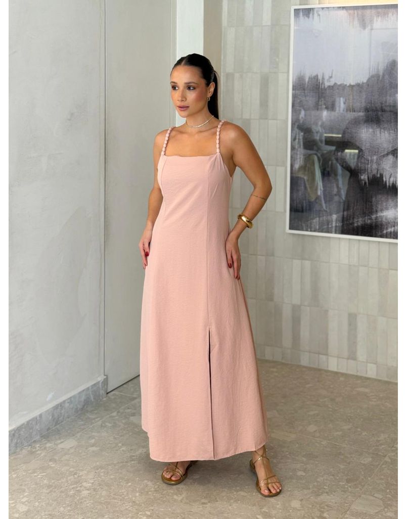 Vestido Midi Basic Geórgia Rosa Chá