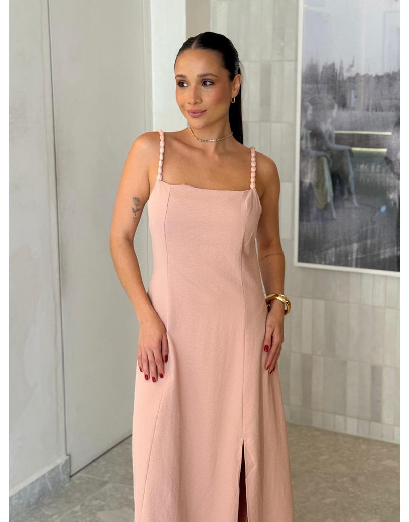 Vestido Midi Basic Geórgia Rosa Chá