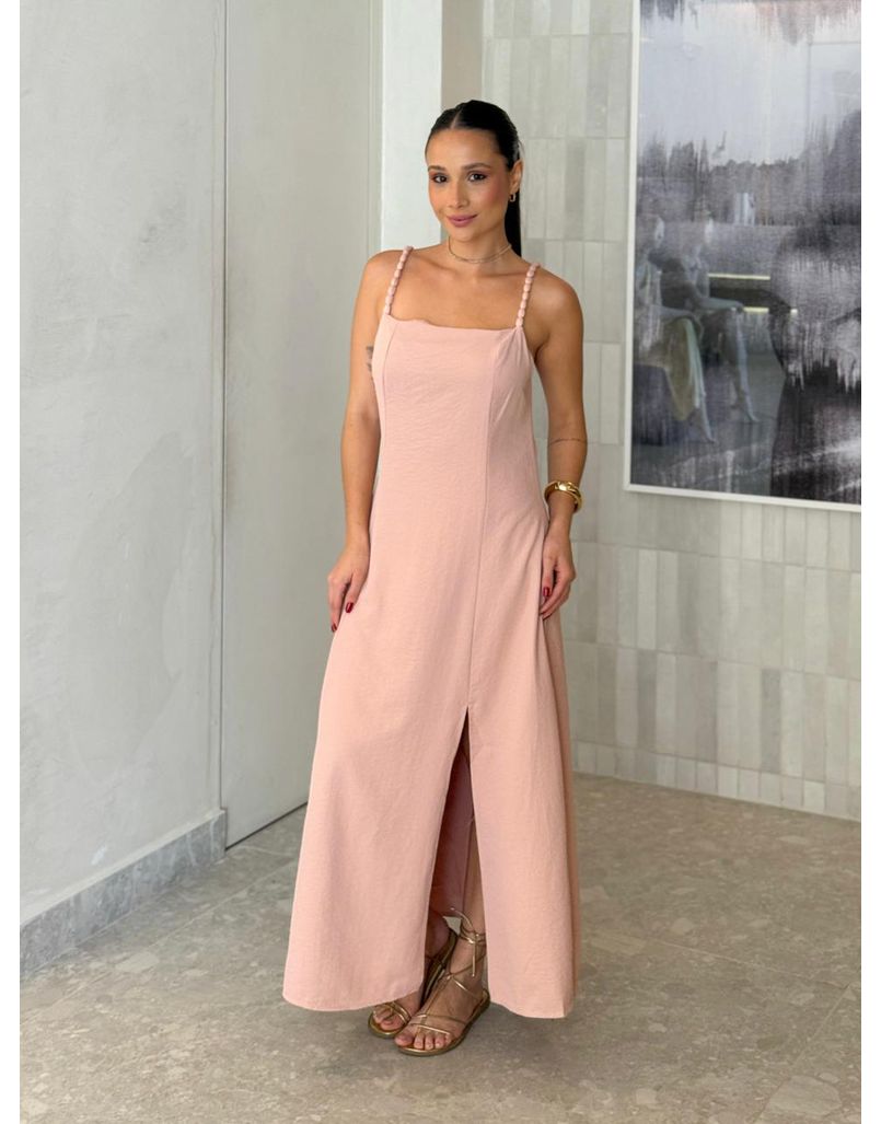 Vestido Midi Basic Geórgia Rosa Chá