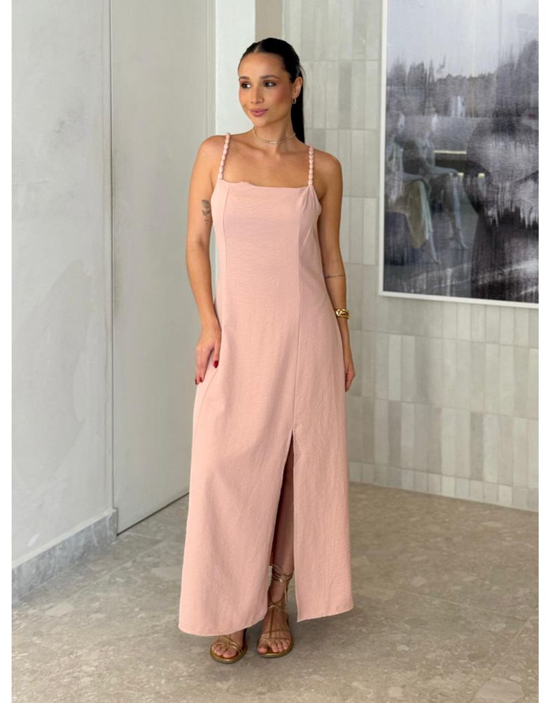 Vestido Midi Basic Geórgia Rosa Chá