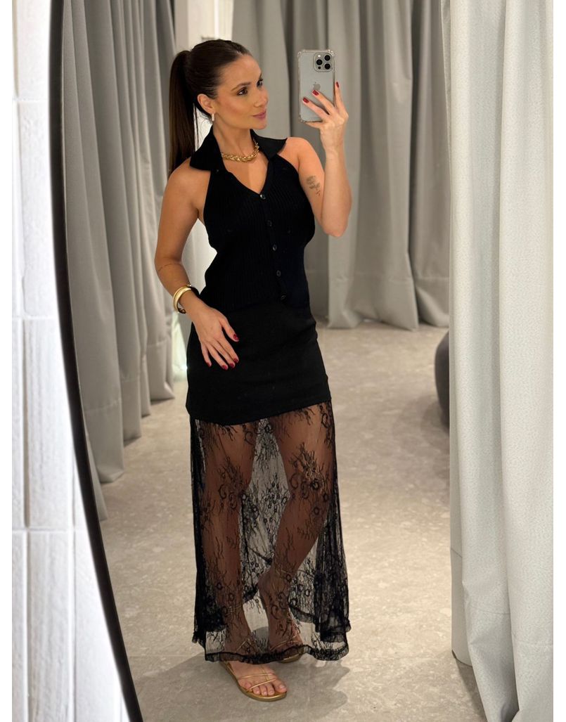 Saia Rendada Ivy Preta 