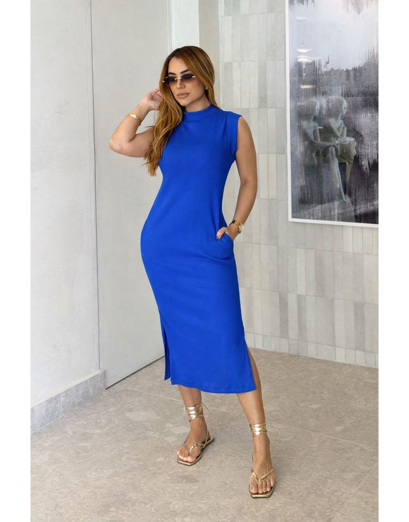 Vestido Canelado Muscle Tee Azul Royal
