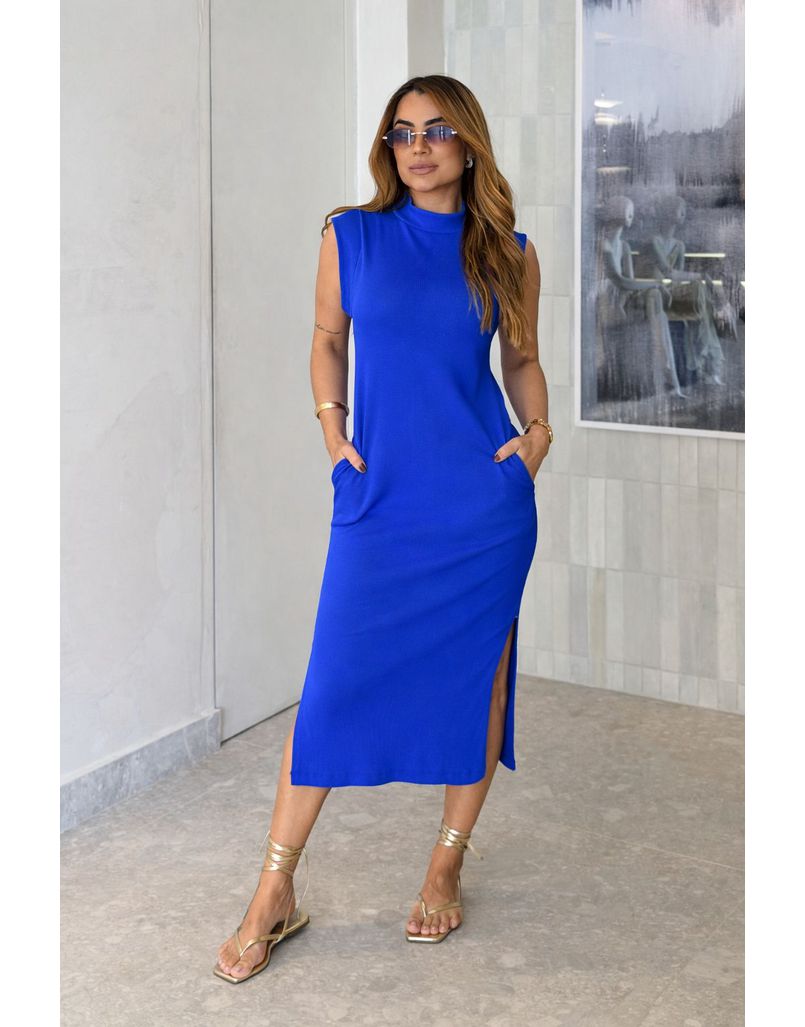 Vestido Canelado Muscle Tee Azul Royal